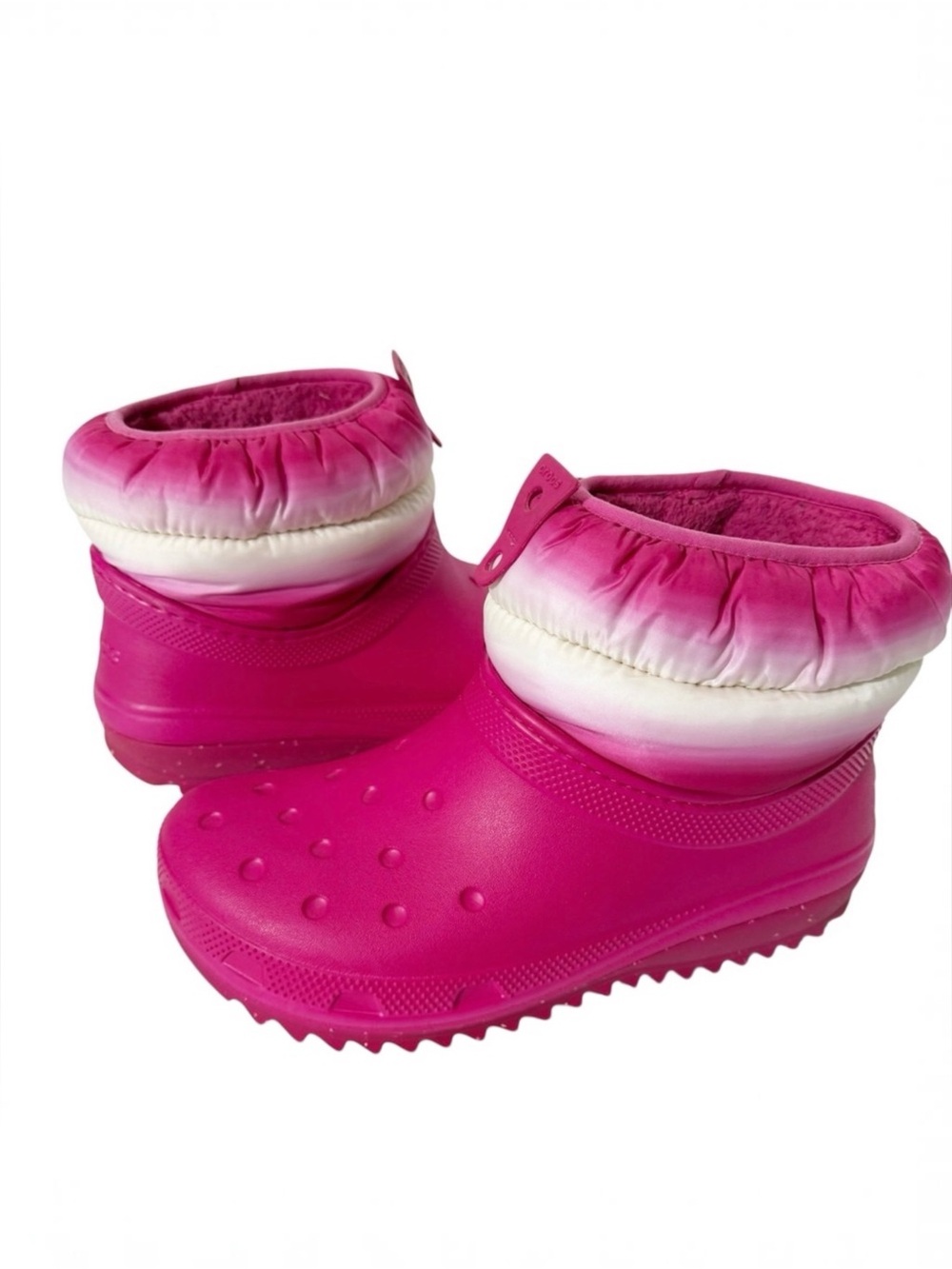Crocs Women's Classic Neo Candy Pink Puff Comfort Shorty Boots Size 9